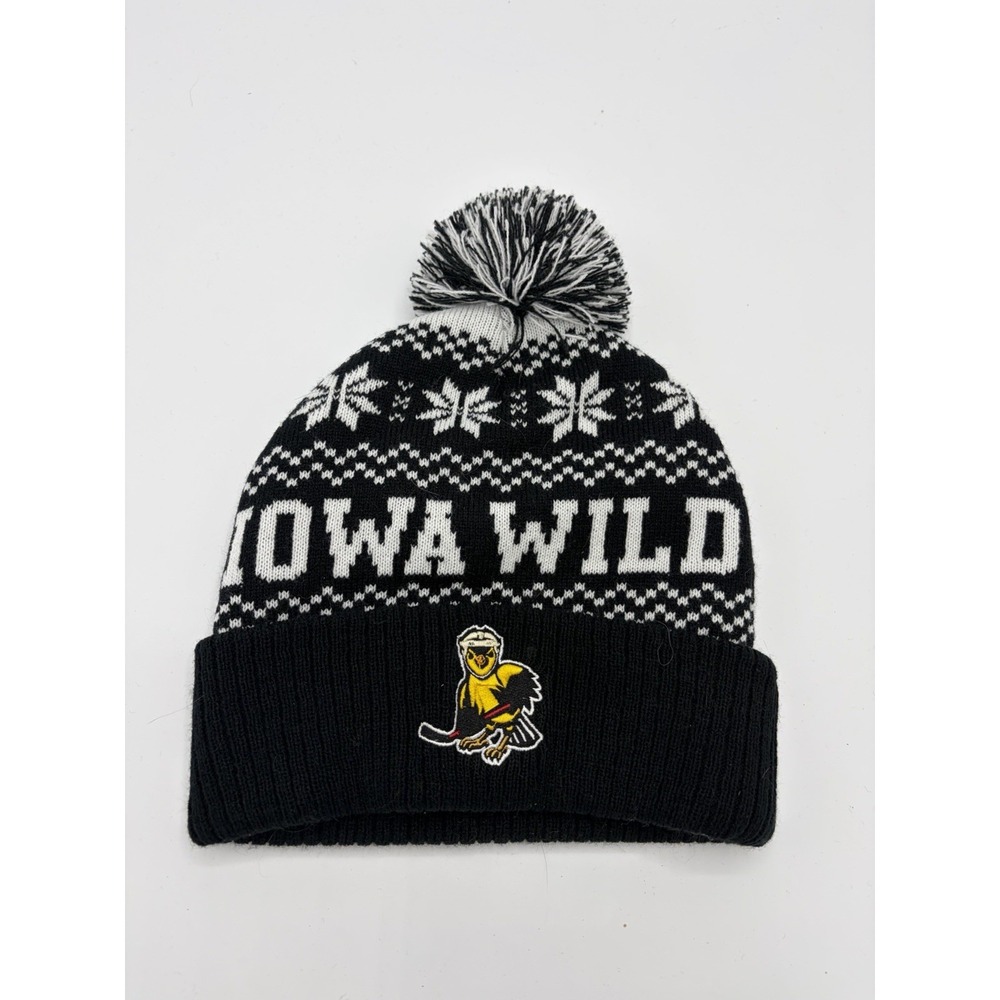 Iowa Wild Hockey Beanie Hat Melonwear OSFM Knit Black White